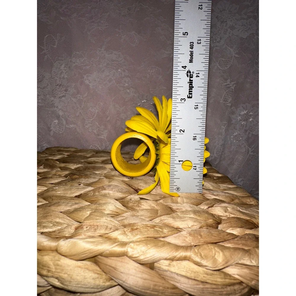 Vintage‎ Yellow Sunflower Napkin Rings Set of 3 Floral Summer Table Decor
